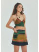 Snap Front Pocket Patchwork Wrap Green Floral Skirt 4685